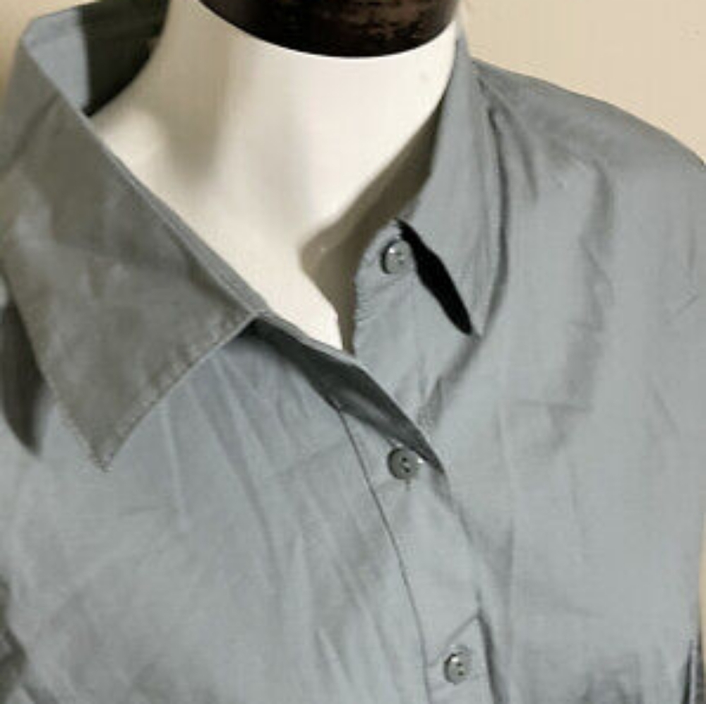 Women's Large Button-down dress shirt sage green stretchy